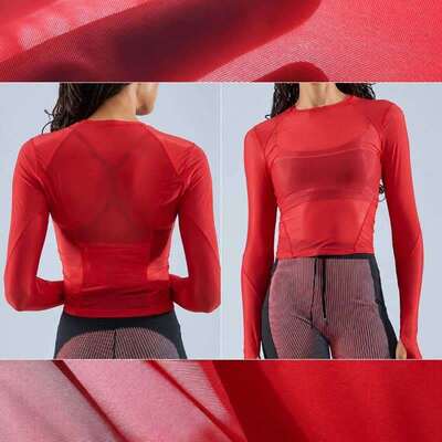 75GSM UPF 30+ 초등급 PA LYCRA SPORT 러닝 톱 SP7915용 스트레치 천