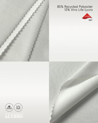 85% 재활용 폴리에스터, UV 차단, 수분 흡수 기능이 있는 신축성 라이크라 원단 (스포츠웨어 및 수영복용)